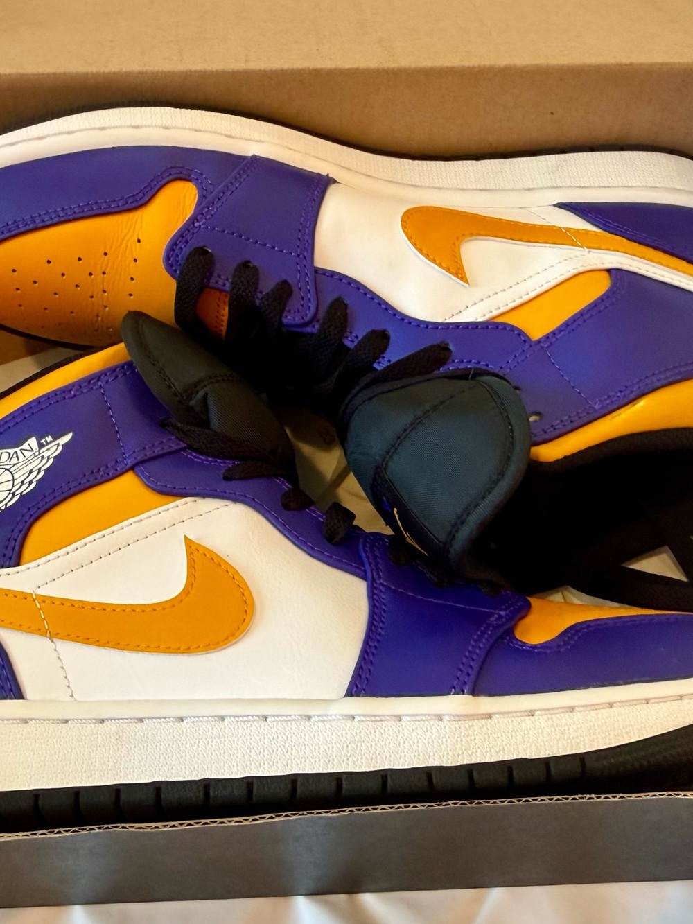 Nike Men's High-Top Sneakers - Purple/Yellow/White - Picture 10 of 11